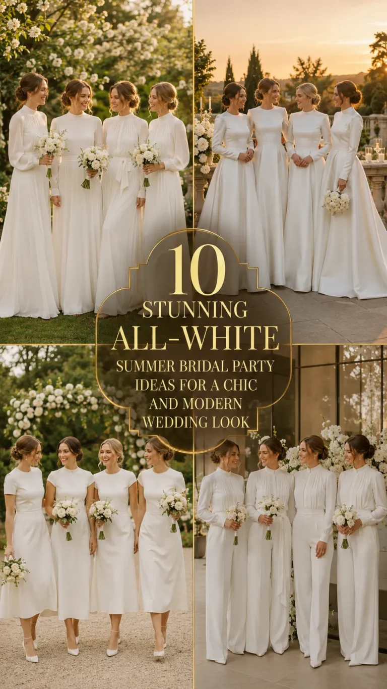 Stunning All-White Summer Bridal Party Ideas for a Chic and Modern Wedding Look