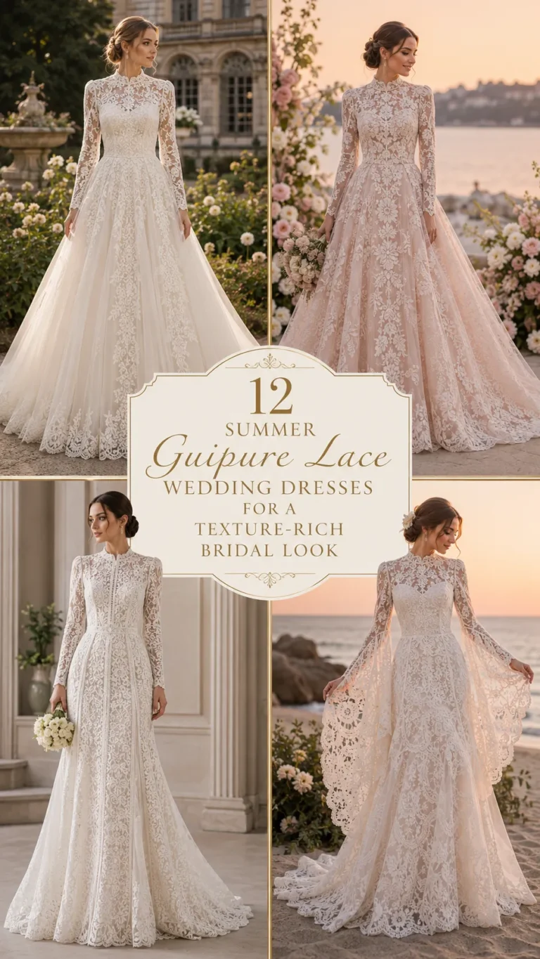 12 Summer Guipure Lace Wedding Dresses for a Texture-Rich Bridal Look