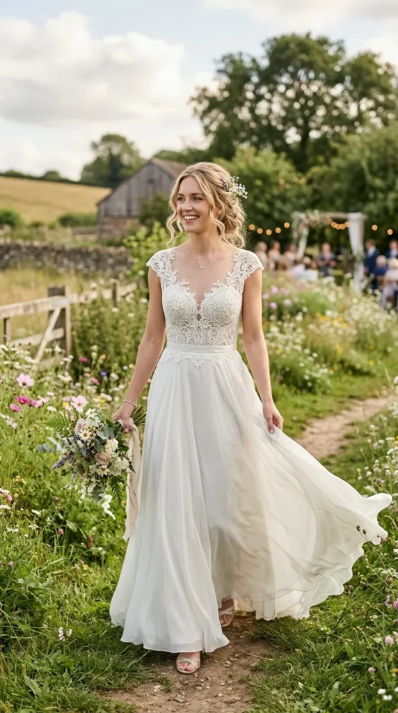 A-Line Guipure Lace Wedding Dress