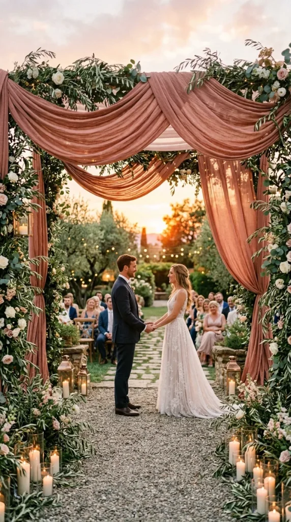 Add Flowing Rose-Toned Drapery Outdoors