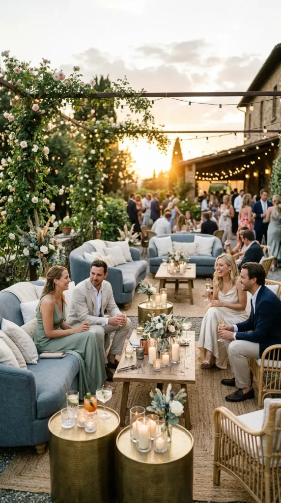 Add Soft Blue Lounge Areas to Outdoor Receptions