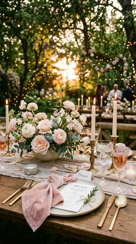 Blush Velvet with Romantic Garden Florals