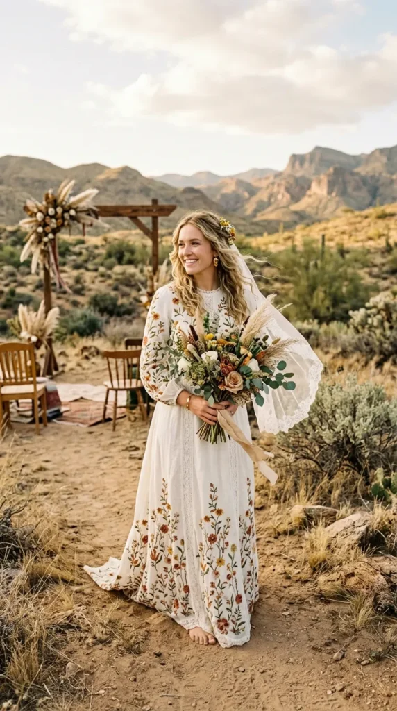 Bohemian Floral Maxi Wedding Dress