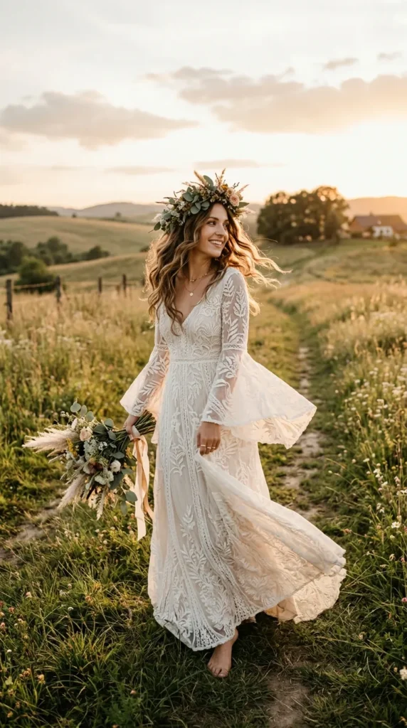 Bohemian Lace Bell Sleeve Dress