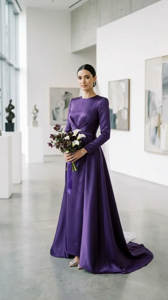  Bold Purple Modern Bridal Dress