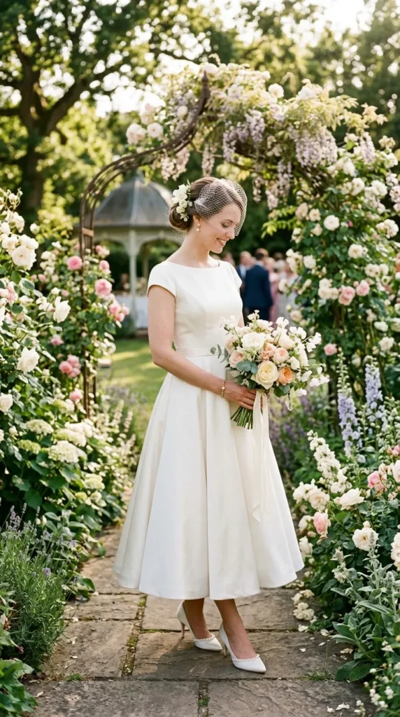 Classic Tea-Length A-Line Wedding Dress