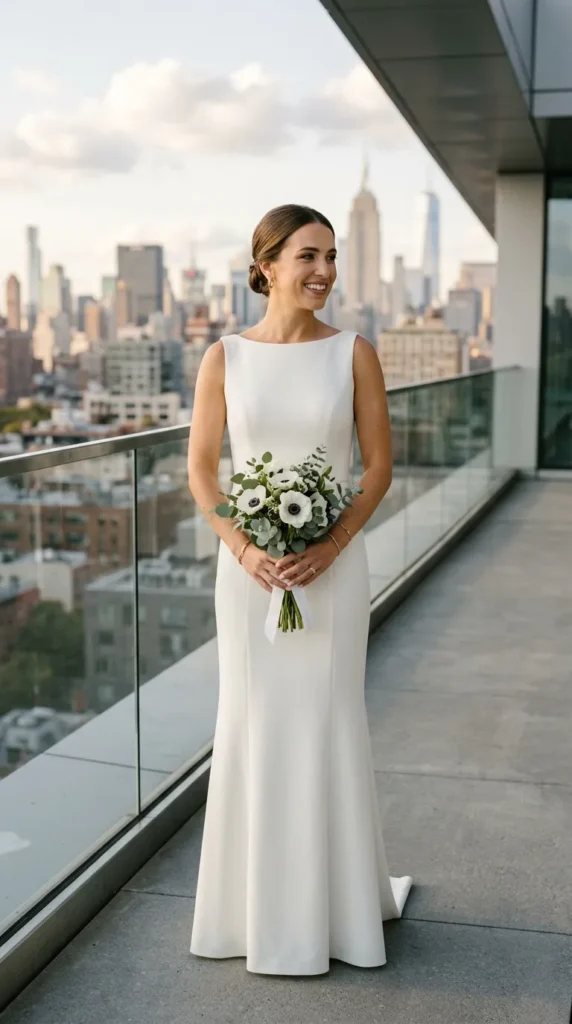 Column Crepe Bridal Dress