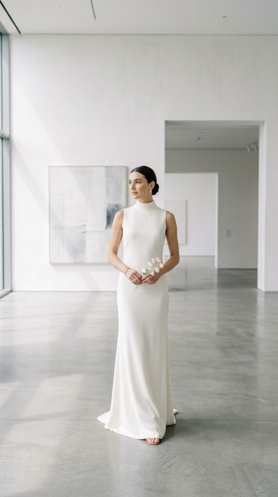 Column Crepe Wedding Dress