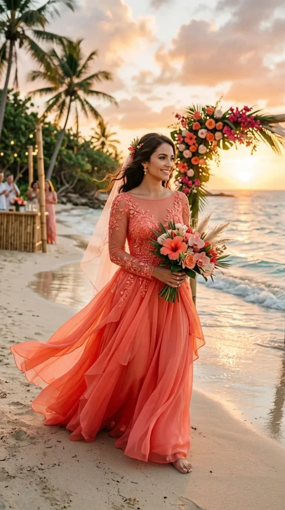 Coral Summer Wedding Dress