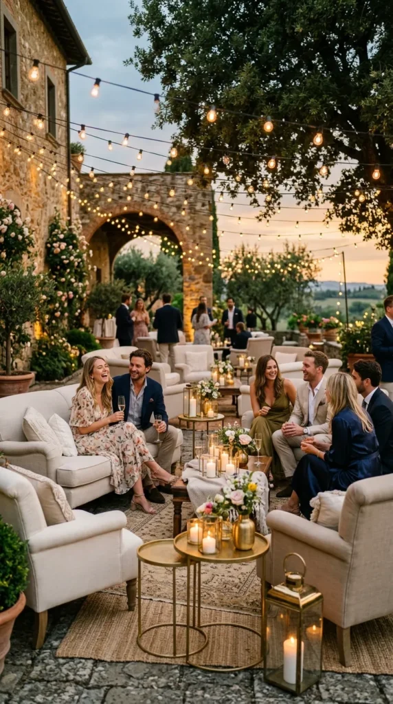 Create Warm Lounge Spaces Under String Lights