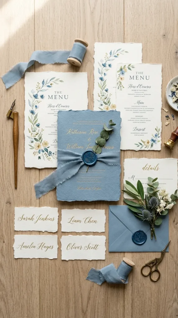 Design Minimalist Dusty Blue Stationery