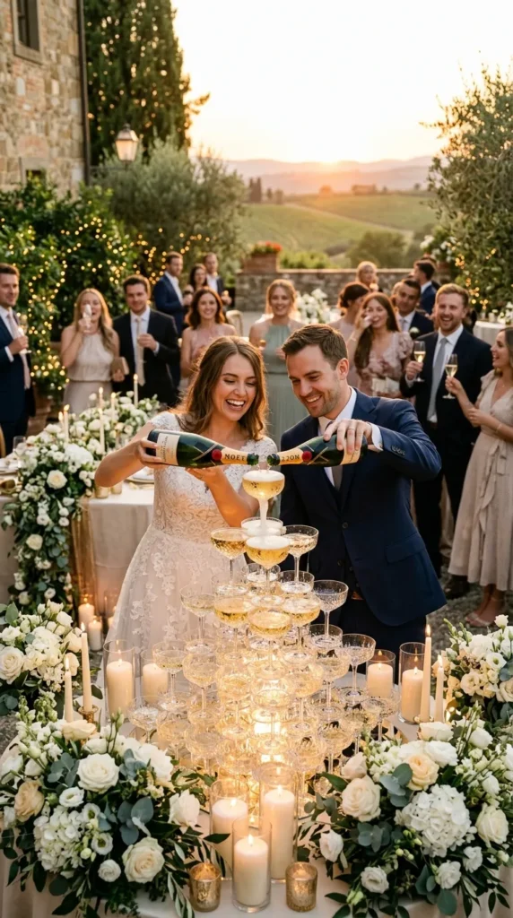 Design a Champagne Tower for Sunset Photos