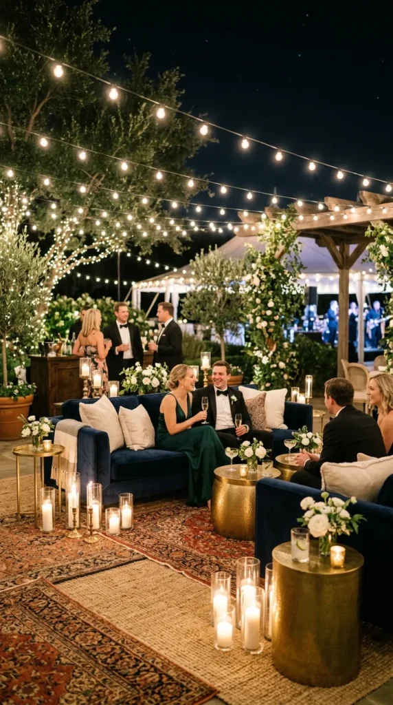 Design a Navy Blue Candlelit Lounge Area