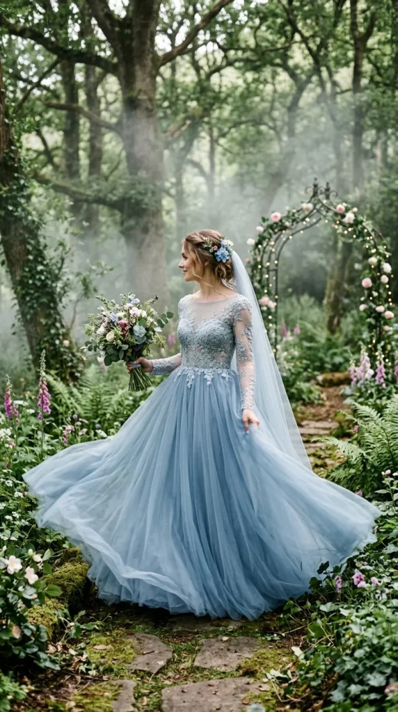 Dusty Blue Fairy-Tale Gown