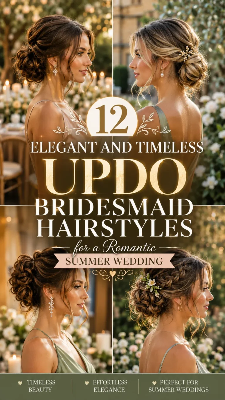 Elegant and Timeless Updo Bridesmaid Hairstyles for a Romantic Summer Wedding