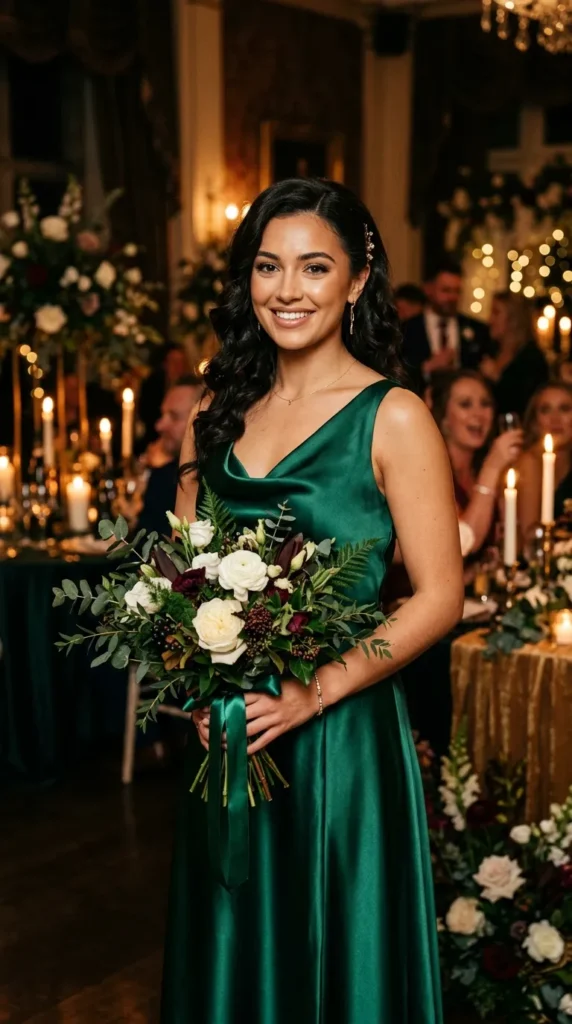 Emerald Dresses with Deep Romantic Florals