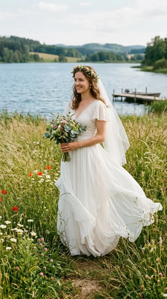 Empire Waist Flowing Wedding Dress