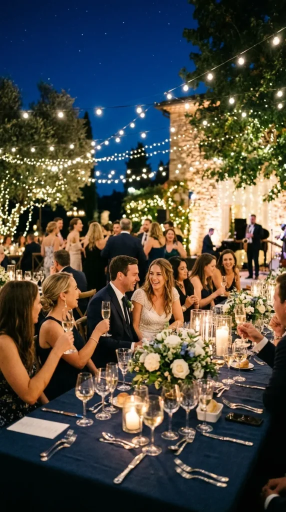 End the Night with a Navy-and-Gold Summer Atmosphere