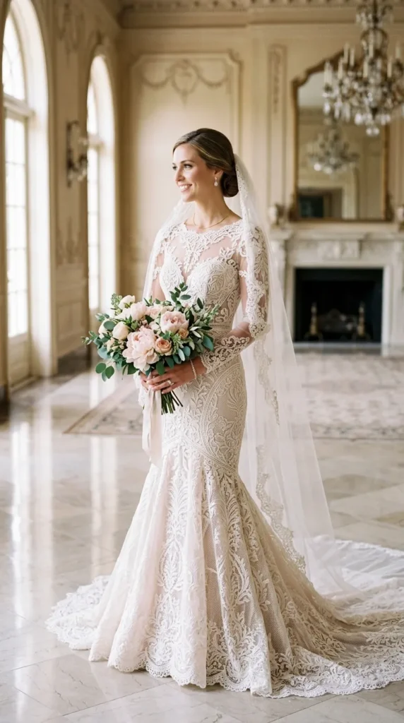 Fit-and-Flare Guipure Lace Dress