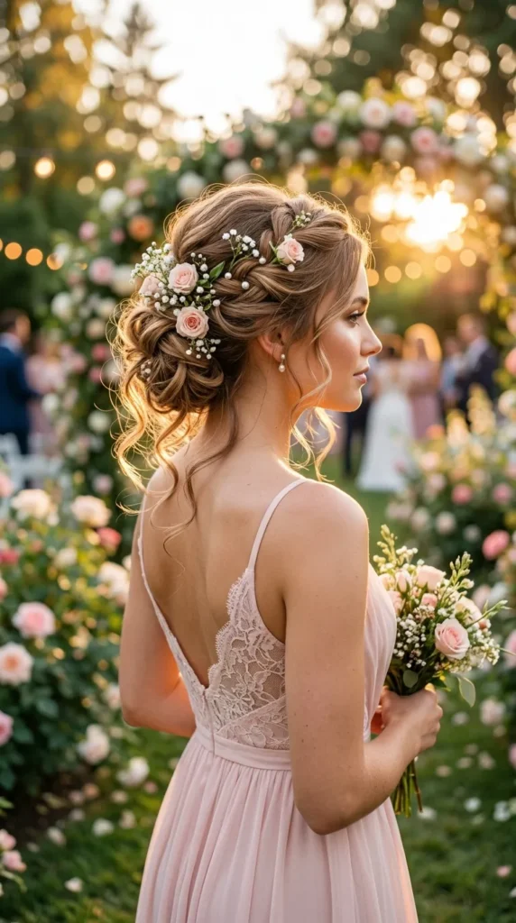 Floral-Accented Garden Wedding Updos