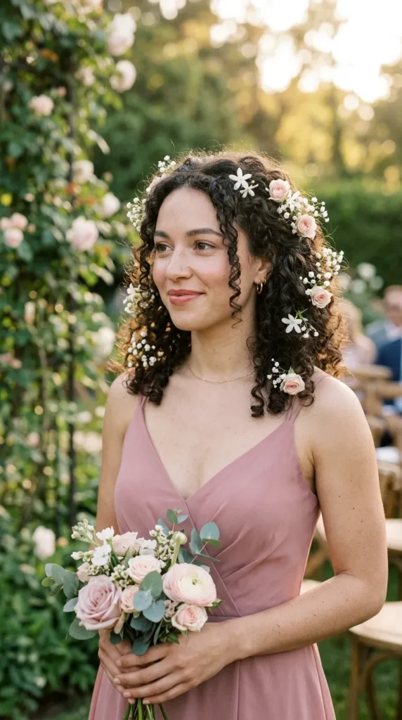 Floral-Accented Natural Curls