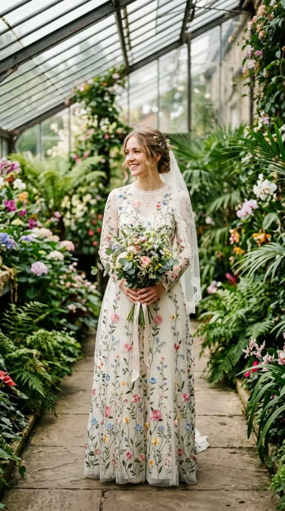 Floral Embroidered Wedding Dress
