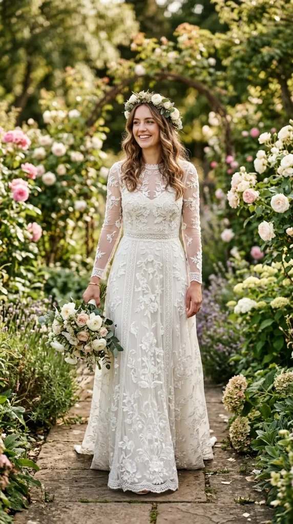 Floral Lace Bohemian Wedding Dress