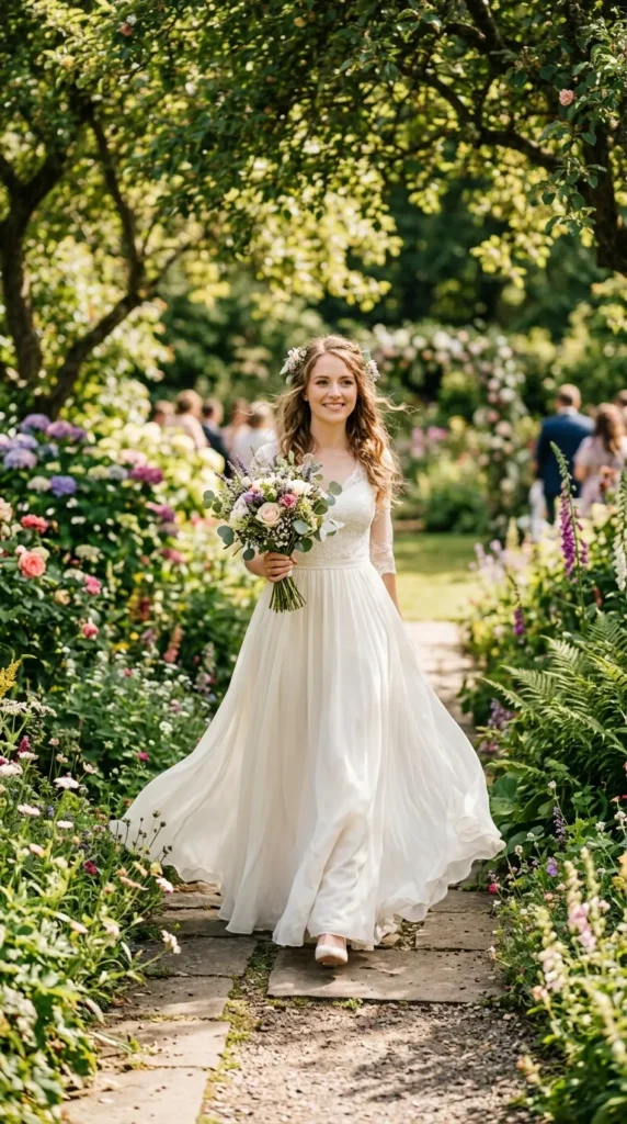 Flowing Chiffon Garden Wedding Dress