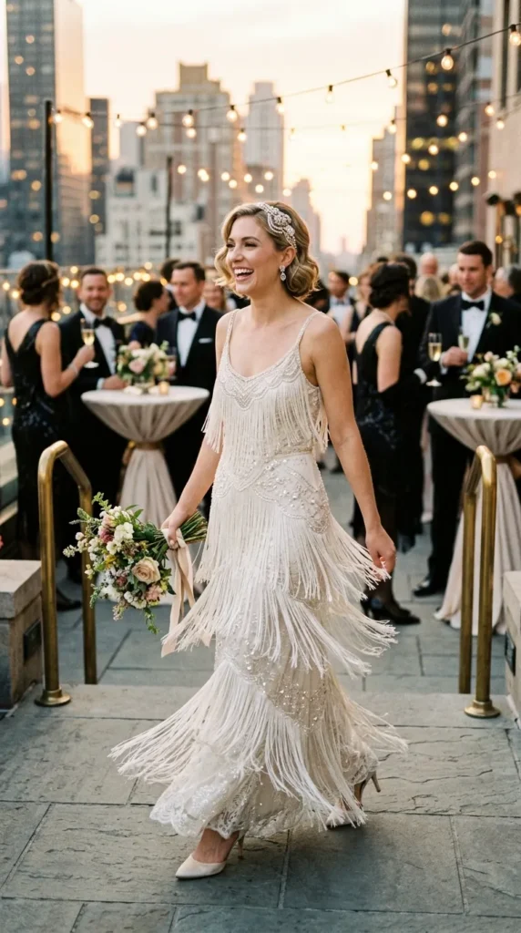 Fringe Detail Gatsby Wedding Dress