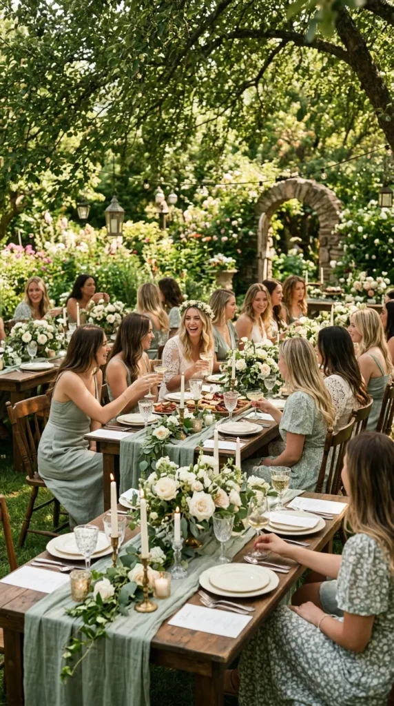 Garden Party in Soft Sage and Ivory