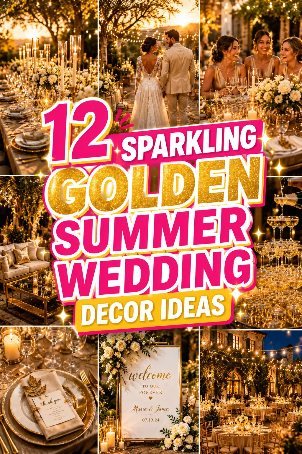 Golden Hour Romance Sparkling Summer Wedding Decor Ideas for a Luxe Celebration