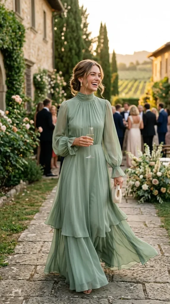 High-Neck Dresses with Lightweight Fabrics