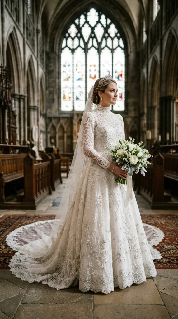 High-Neck Long-Sleeve Elegant Dress