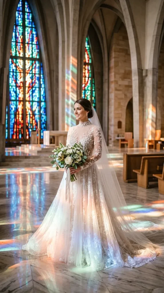 High-Neck Sheer Elegance Dress