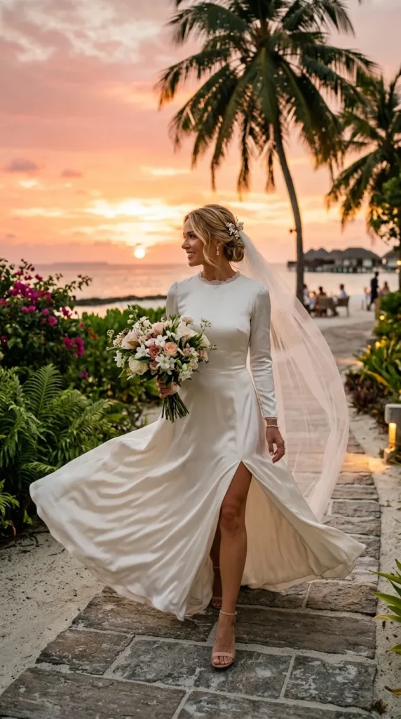 High-Slit Satin Wedding Dress