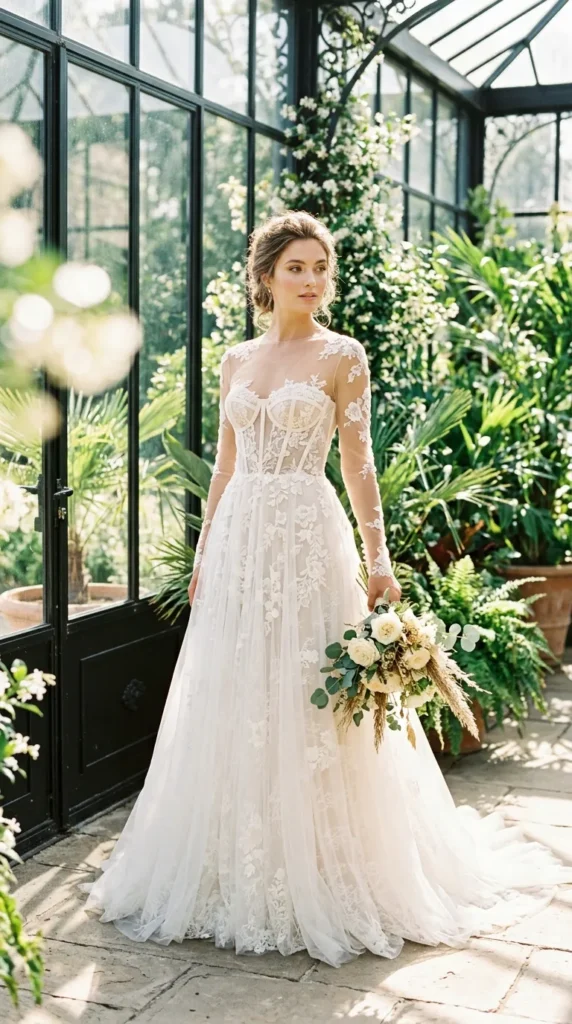  Illusion Corset Lace Gown