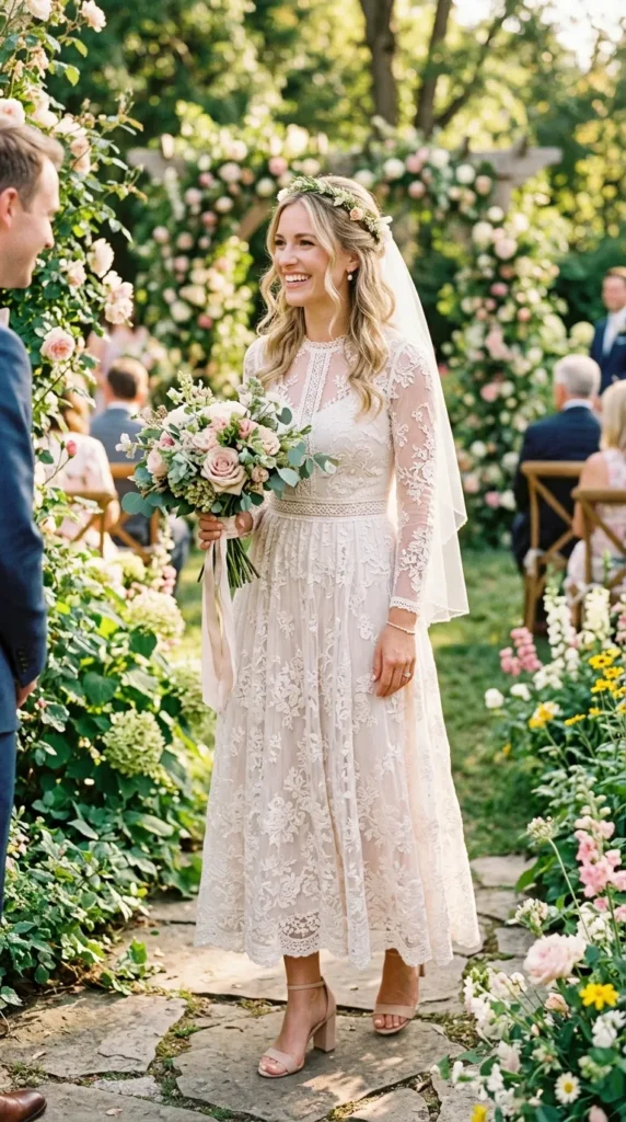 Lace Midi Wedding Dress