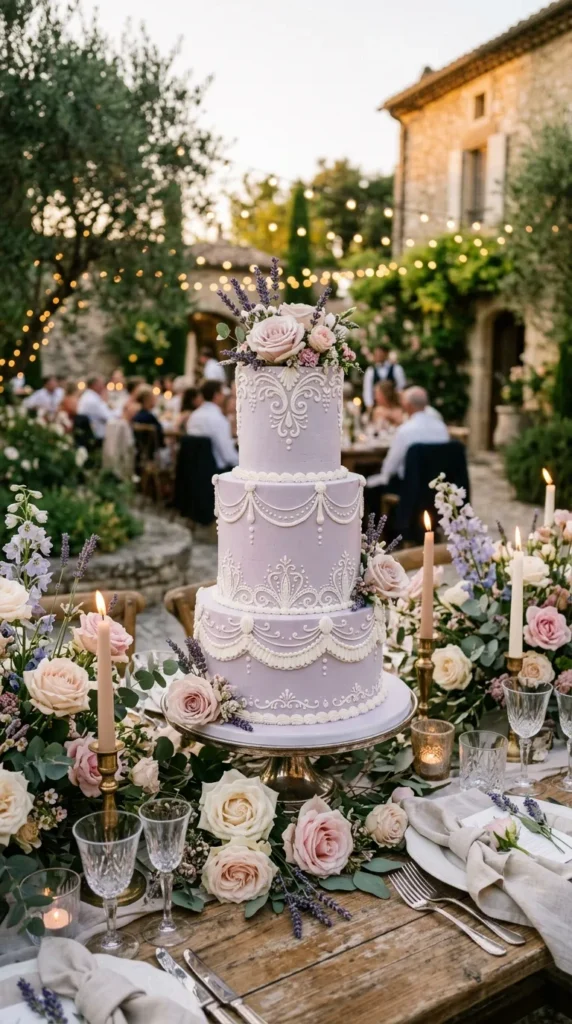 Lavender Lambeth Cakes with Garden Florals