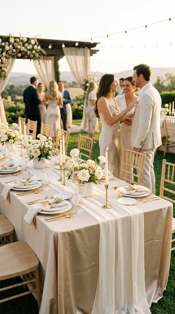 Layer Champagne, Gold, and Ivory Tones Together