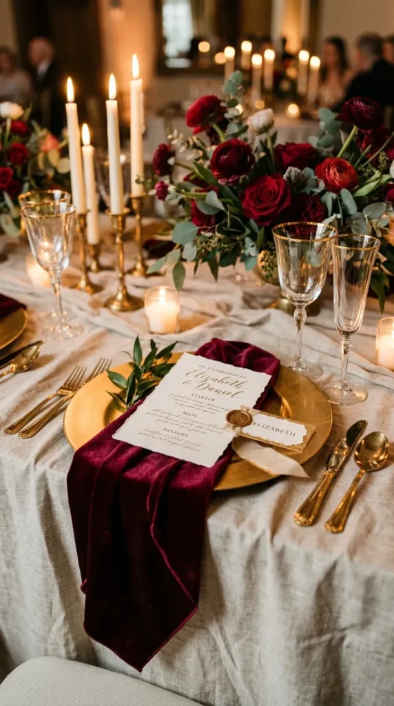 Layer Velvet Napkins Over Charger Plates