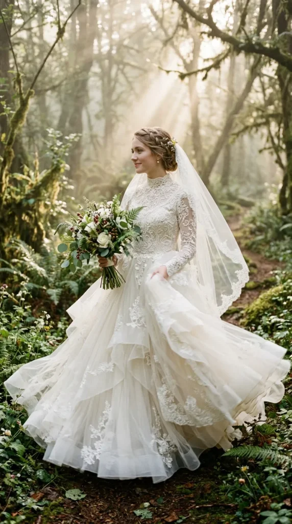 Layered Tulle and Lace Fairytale Gown