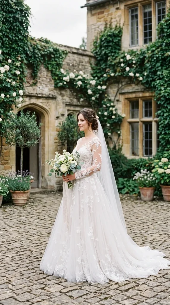 Long Sleeve Lightweight Lace Princess Gown