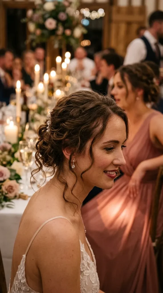 Loose Curly Chignon with Wispy Texture