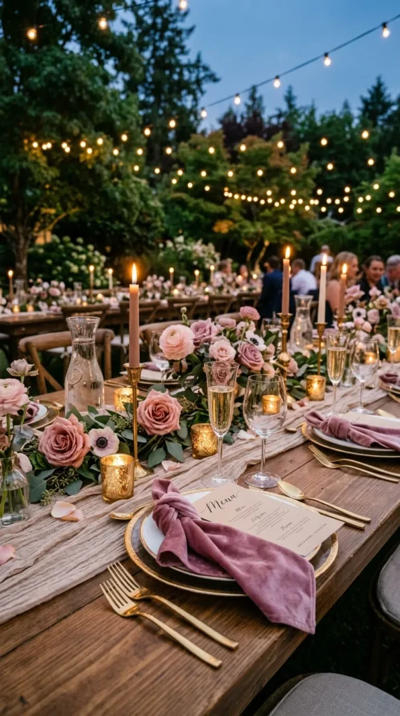 Mauve Velvet for Soft Romantic Evening Receptions