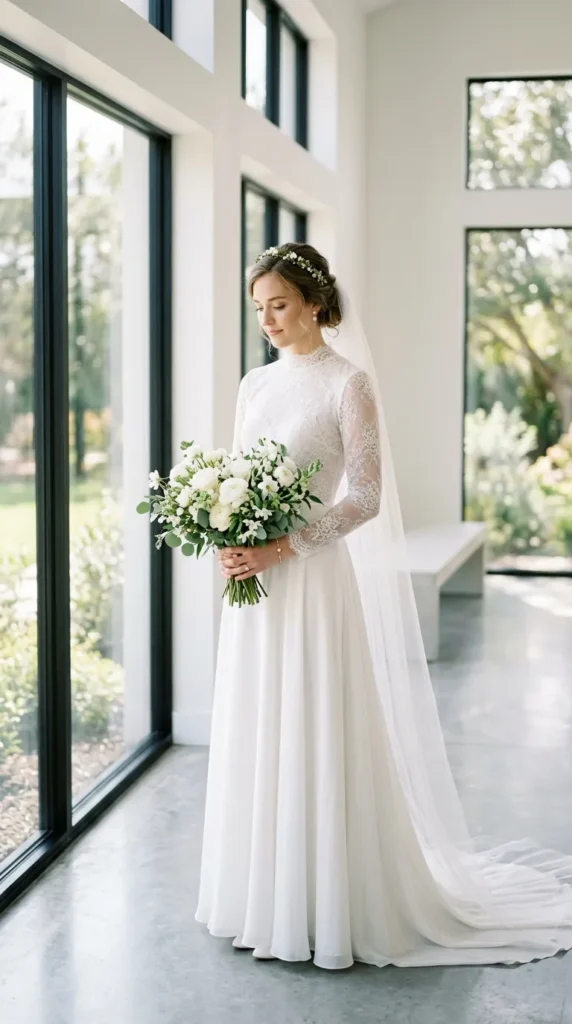 Minimal Floral Lace Wedding Dress