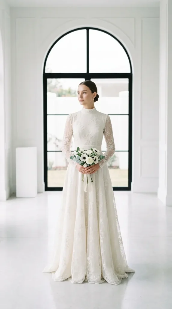 Minimal Modern Princess Lace Dress
