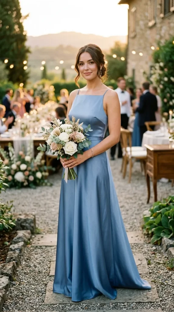 Minimalist Bluebell Satin with Clean Silhouettes