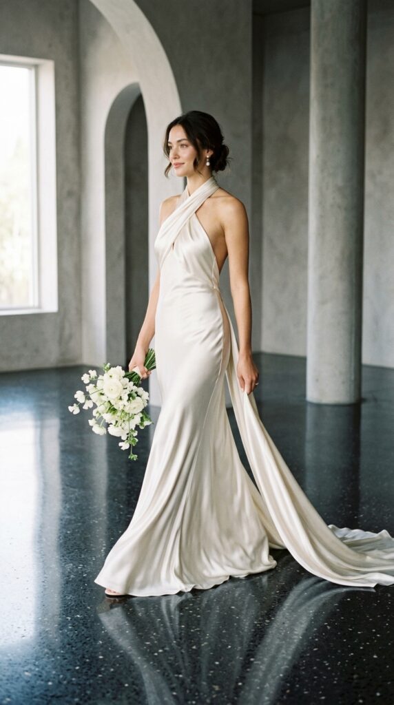 Modern Bias-Cut Satin Dress
