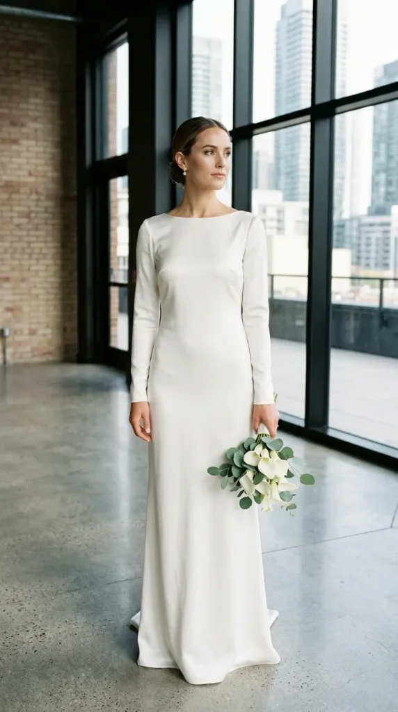 Modern Minimal Long-Sleeve Column Dress