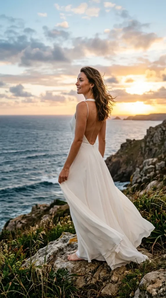 Modern Open-Back Summer Wedding Dress